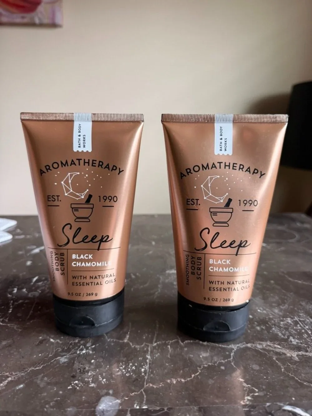 Bath & body works - 2 SEALED BLACK CHAMOMILE BODY SCRUBS (RARE AND DISCONTINUED)